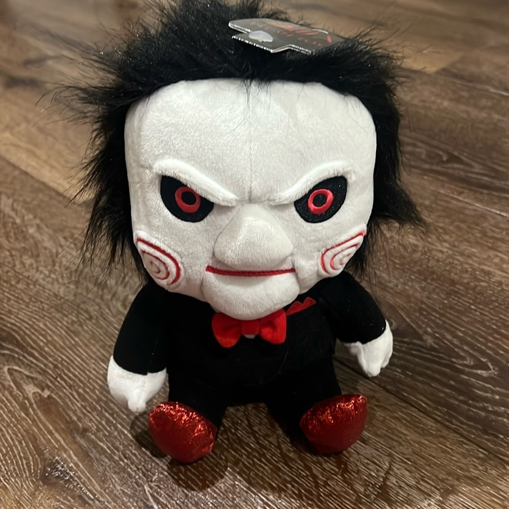 NWT Saw Billy the puppet Plush Toy with Red and Black Accents